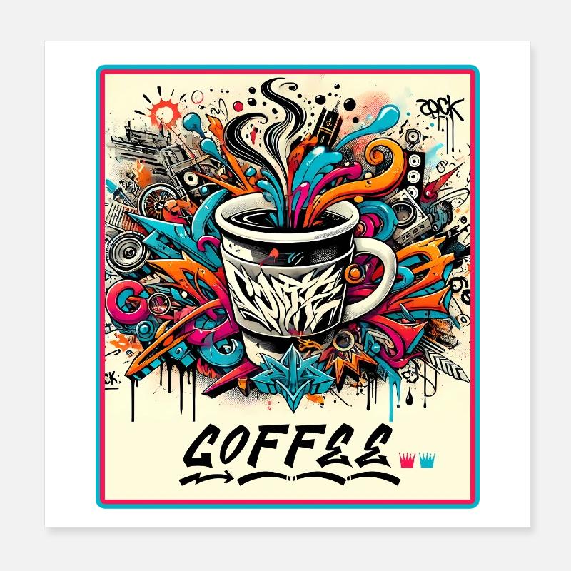Coffee Graffiti Explosion Poster 8" x 8" (20x20 cm)