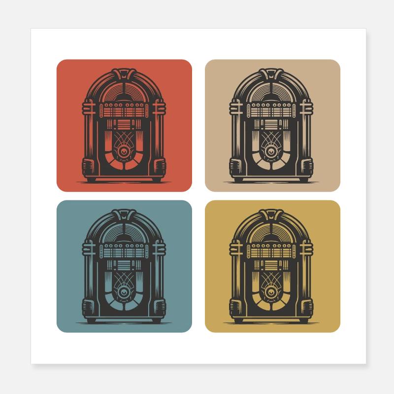 Retro Jukebox Style Poster 8" x 8" (20x20 cm)