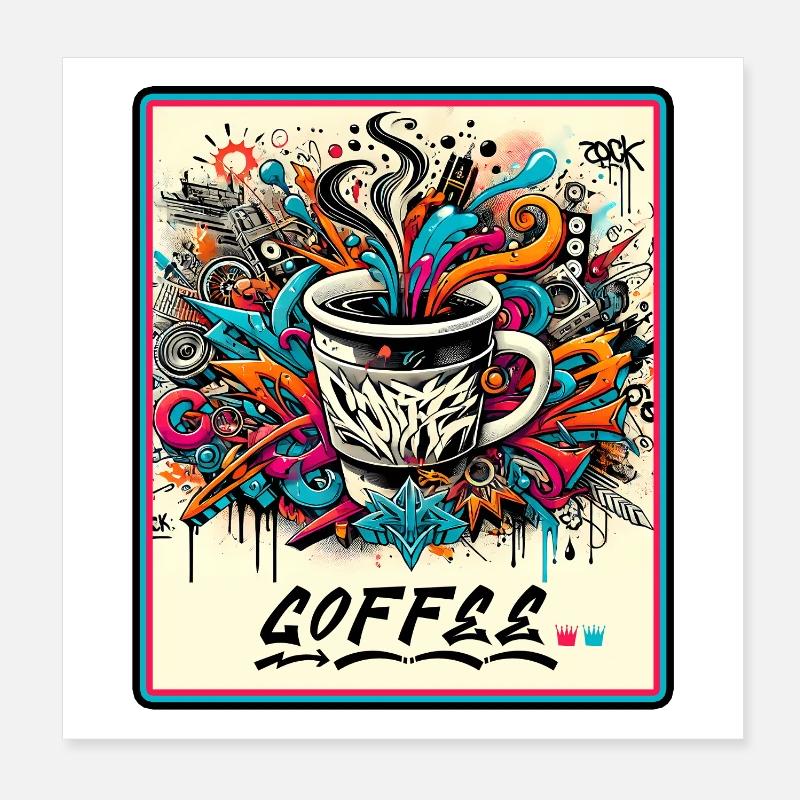 Kaffee Graffiti Explosion Poster 20x20 cm