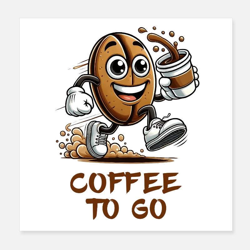 Coffee to Go – Happy Coffee Bean Poster 8" x 8" (20x20 cm)