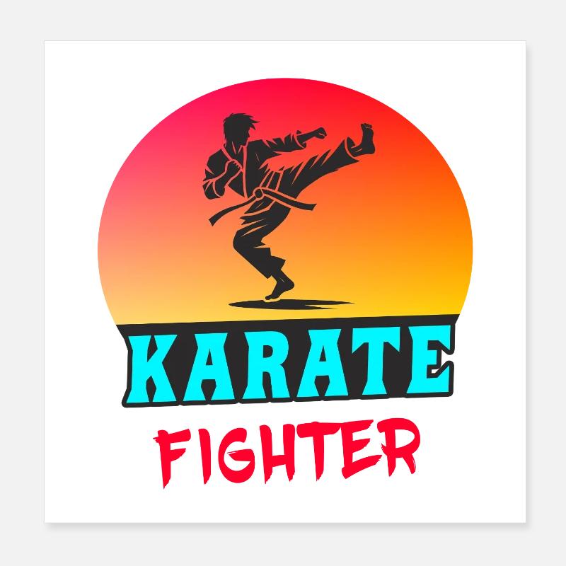 Karaté Fighter – Style Sunset Poster 20 x 20 cm