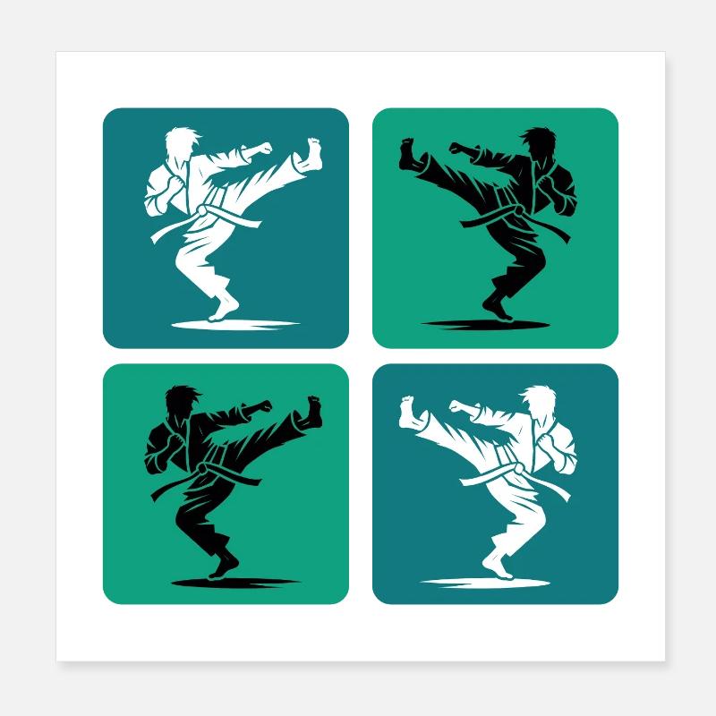 Silhouette de karaté – Style rétro Poster 20 x 20 cm