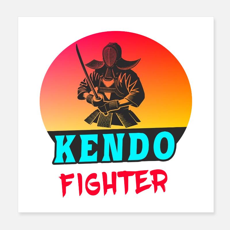 Combattant de Kendo – Style Samouraï Poster 20 x 20 cm