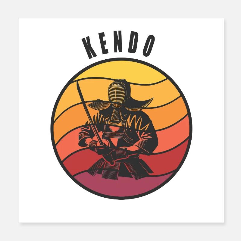 Style samouraï Kendo rétro Poster 20 x 20 cm
