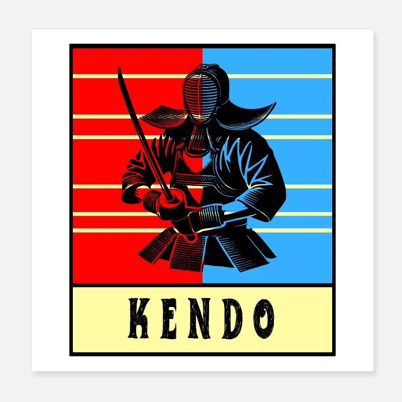 Combattant de Kendo Poster 20 x 20 cm