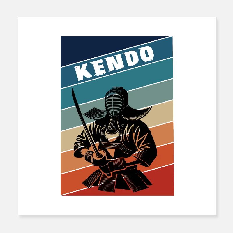 Samouraï Kendo vintage Poster 20 x 20 cm