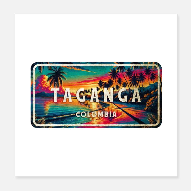 Taganga Coucher de soleil Design Poster 20 x 20 cm