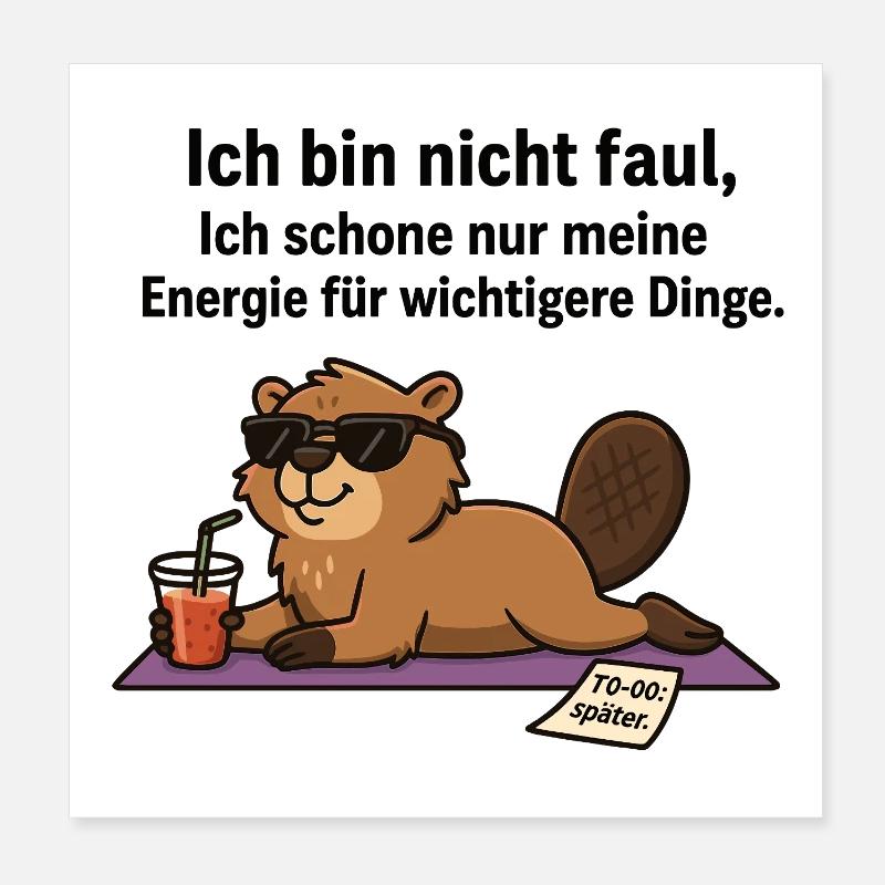 Fauler Biber im Chillmodus Poster 20x20 cm