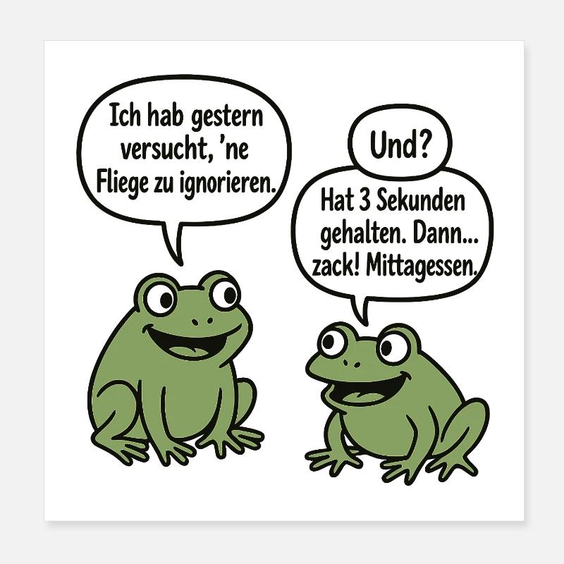 Froschhumor: Fliege ignorieren Witz Poster 20x20 cm