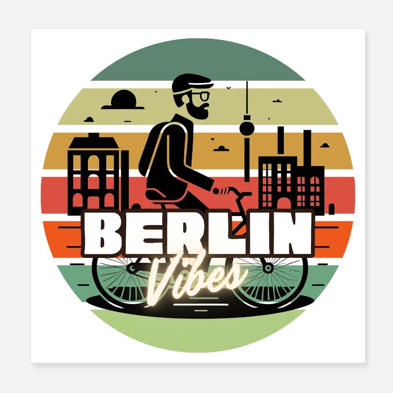 « Berlin Vibes » - Style rétro coucher de soleil Poster 20 x 20 cm