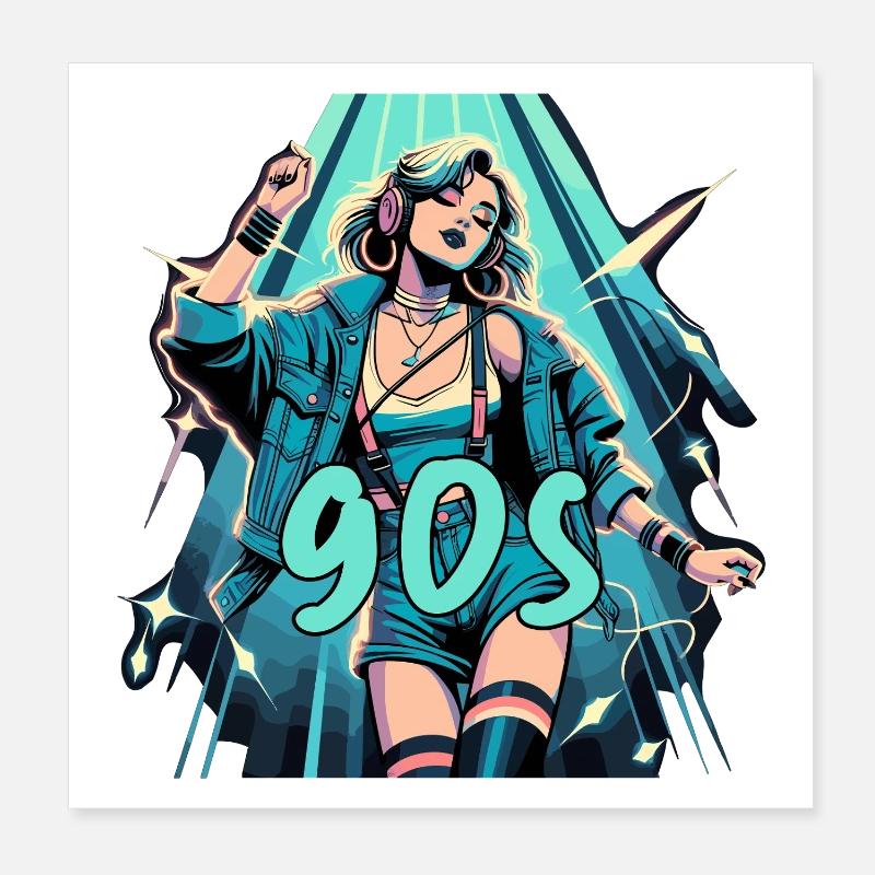 Femme Dancing Retro Disco Disco Cadeau Poster 20 x 20 cm
