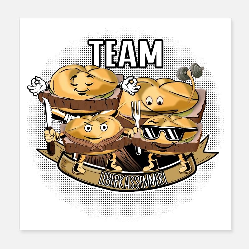 L’équipe Leberkassemmel – Snack Squad ! Poster 20 x 20 cm