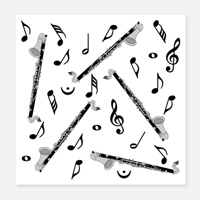 Notes de musique pour clarinette basse Poster 20 x 20 cm