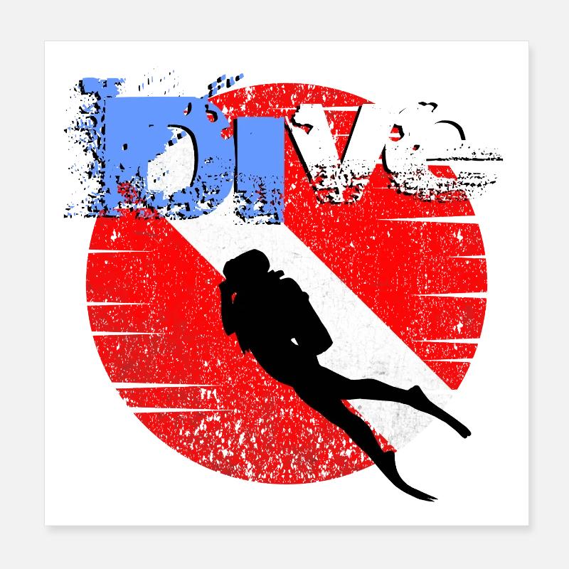 American Diver Down Flagge Poster 20x20 cm