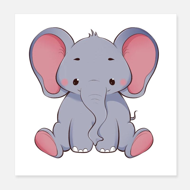 Éléphant Poster 20 x 20 cm