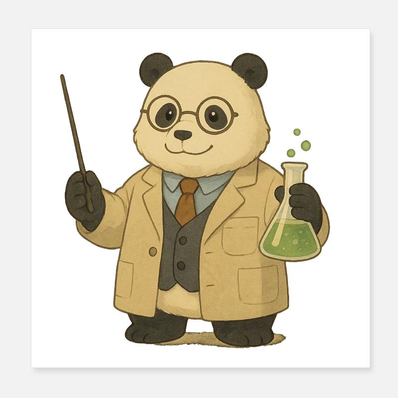 Panda Bear Chemistry Teacher Poster 8" x 8" (20x20 cm)