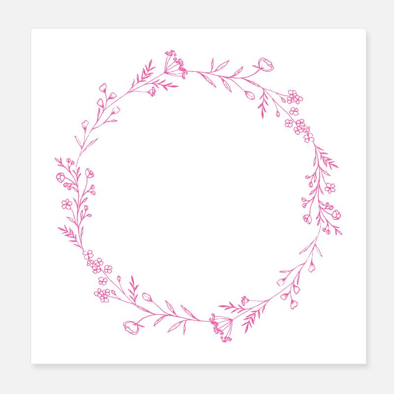 Cercle de fleurs de fleurs roses Poster 20 x 20 cm