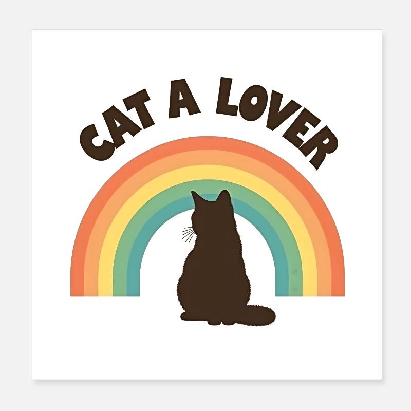 Rainbow Love Cat Poster 8" x 8" (20x20 cm)