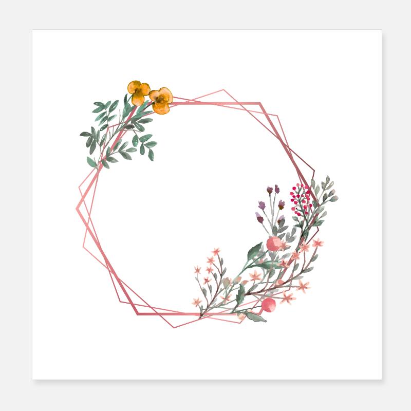 Hexagon decorated with flowers Poster 8" x 8" (20x20 cm)