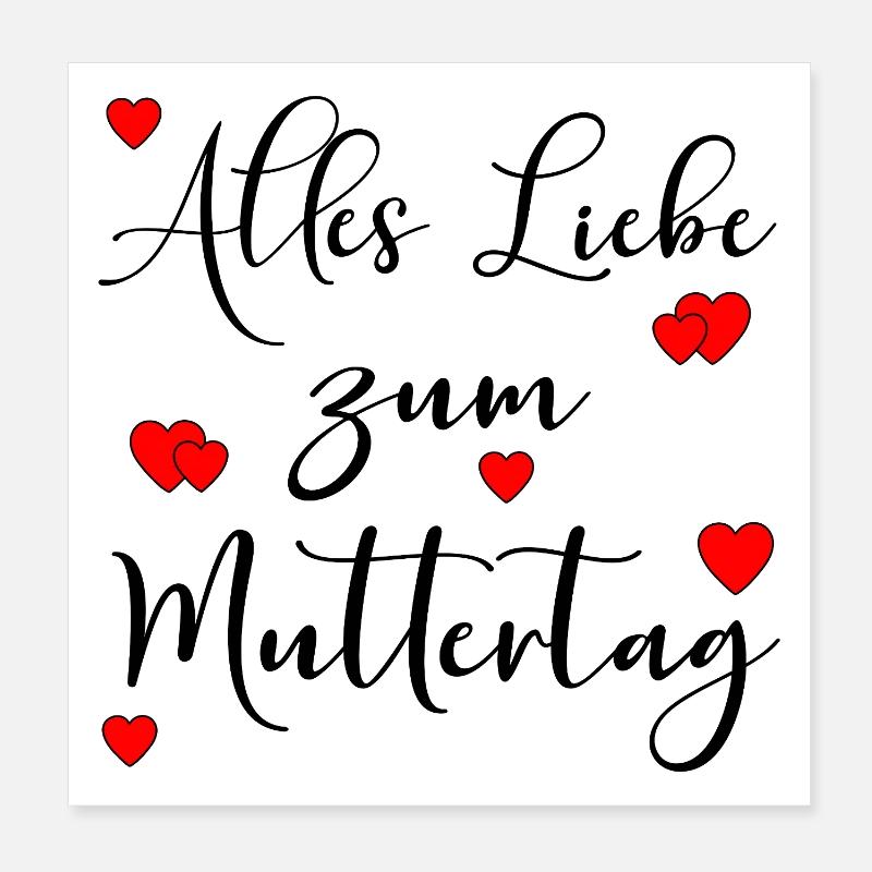 Alles Liebe zum Muttertag Sprüche - Herz Poster 20x20 cm
