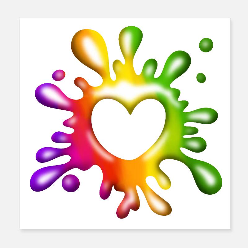 Coeur Blobs - Amour coloré Poster 20 x 20 cm