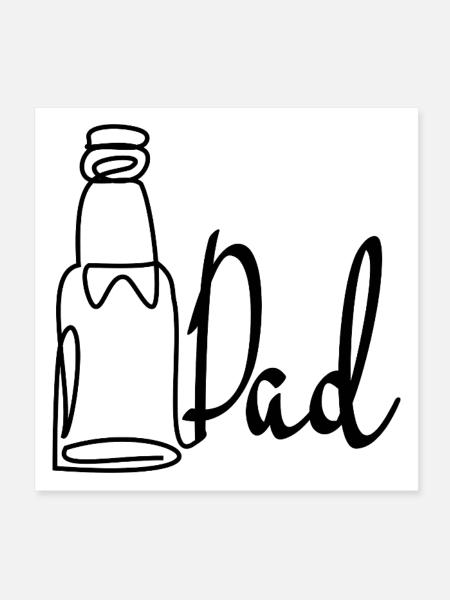 Line Art Papa Bière Fête des Pères - Poster 20 x 20 cm - blanc - Devant