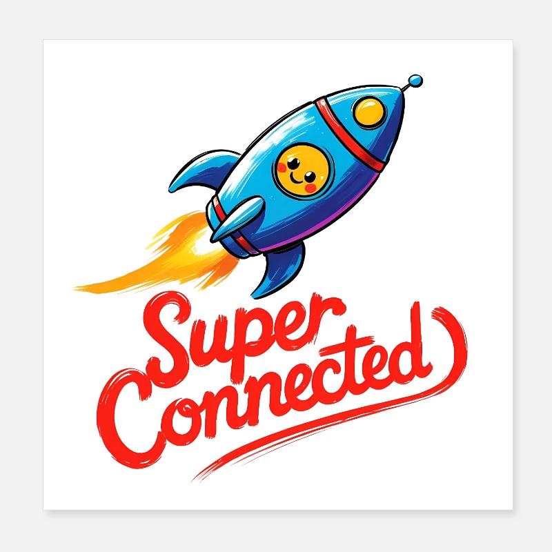 Super connecté Poster 20 x 20 cm