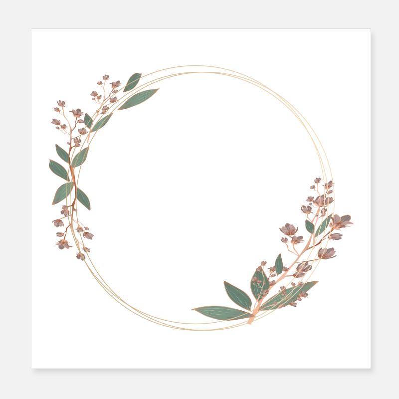 Delicate flower frame in pink and green Poster 8" x 8" (20x20 cm)