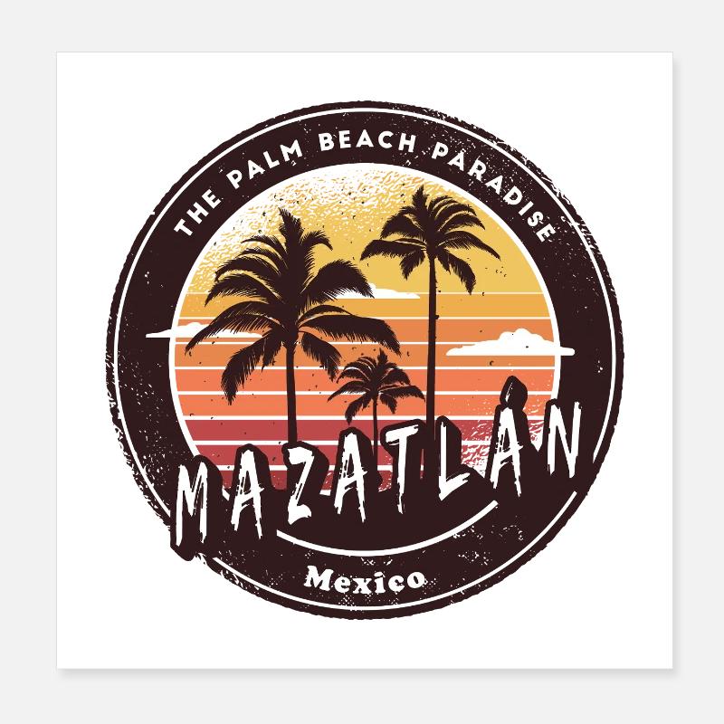 Mazatlán, Mexique, Coucher de soleil Design Poster 20 x 20 cm