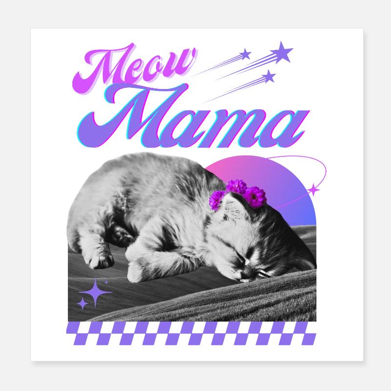 Sleeping cat with flower wreath Poster 8" x 8" (20x20 cm)