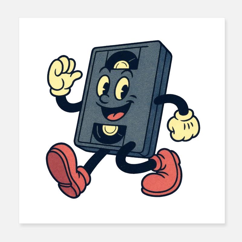 Happy VHS cassette - Poster 8" x 8" (20x20 cm) - white
