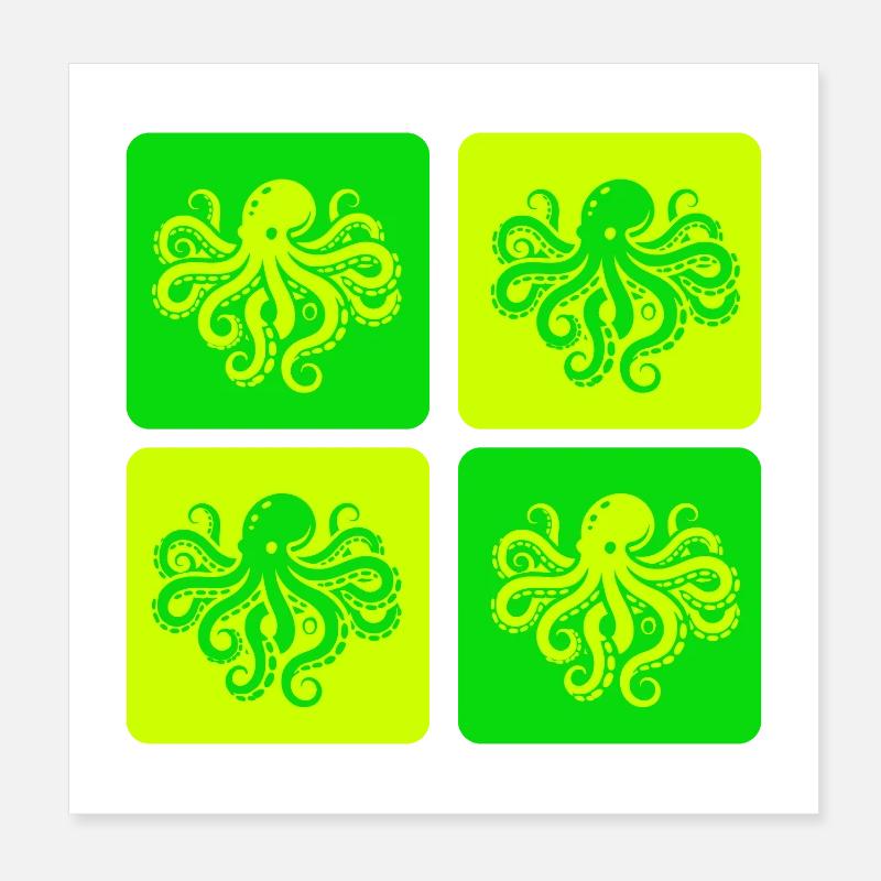 Pop Octopus – Style marin Poster 20 x 20 cm