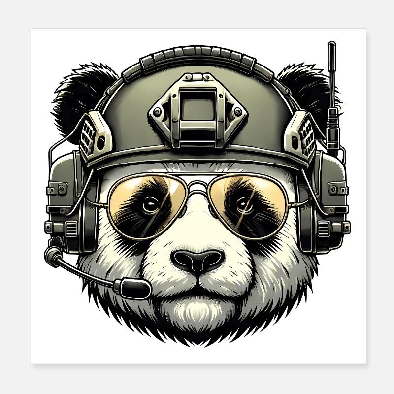 Panda Militär Armee Design Poster 20x20 cm