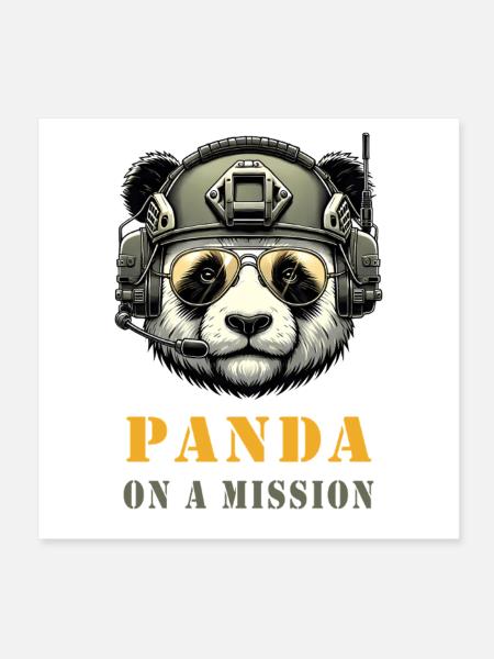 Panda in Mission / Military - Poster 8" x 8" (20x20 cm) - white - Front