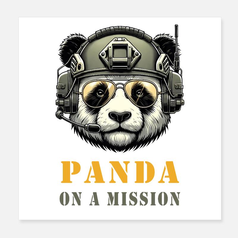 Panda in Mission / Militär Poster 20x20 cm