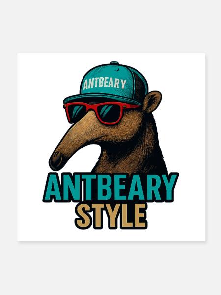 Antbeary Style Aardvark Cartoon - Poster 8" x 8" (20x20 cm) - white - Front