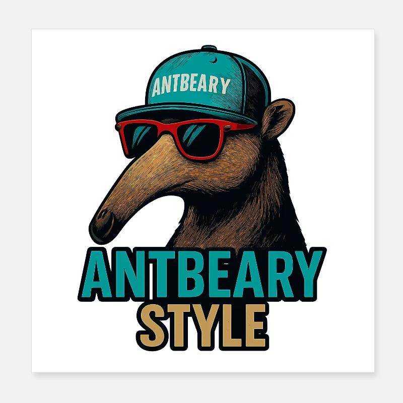 Dessin animé de Fourmilier style Antbeary Poster 20 x 20 cm