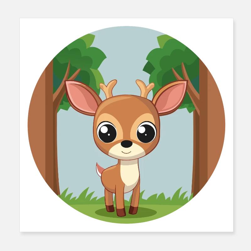 Petit faon adorable dans la forêt (v03) Poster 20 x 20 cm