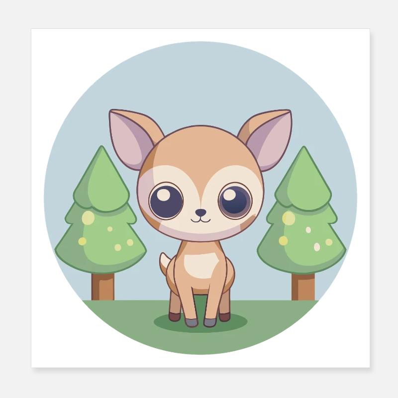 Petit faon adorable dans la forêt Poster 20 x 20 cm