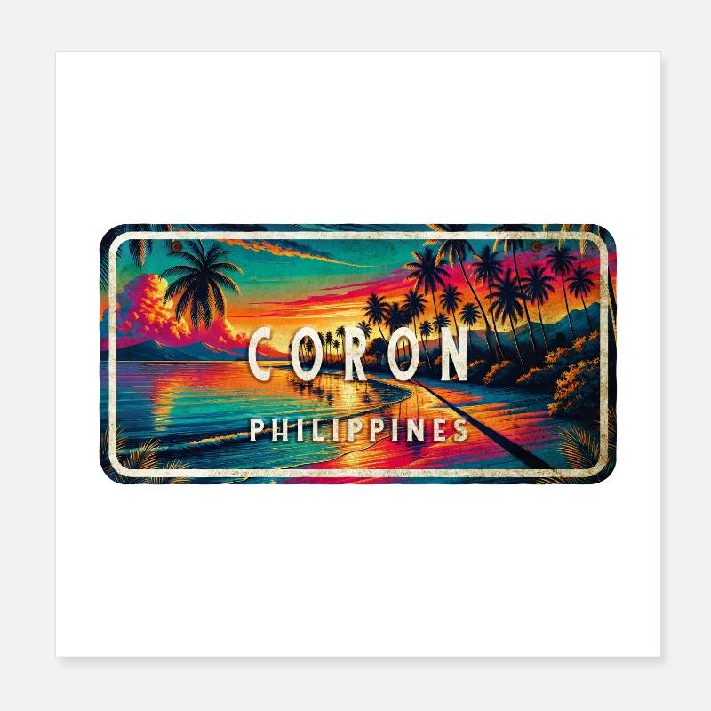Coron – Scudo retrò tropicale Poster 20x20 cm