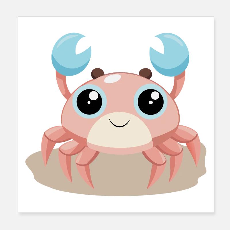 Bébé crabe joyeux sur la plage (v02) Poster 20 x 20 cm