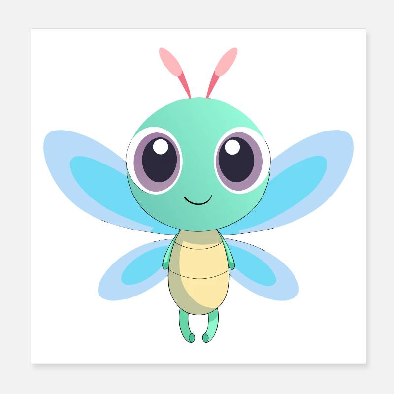 Bébé libellule colorée Poster 20 x 20 cm