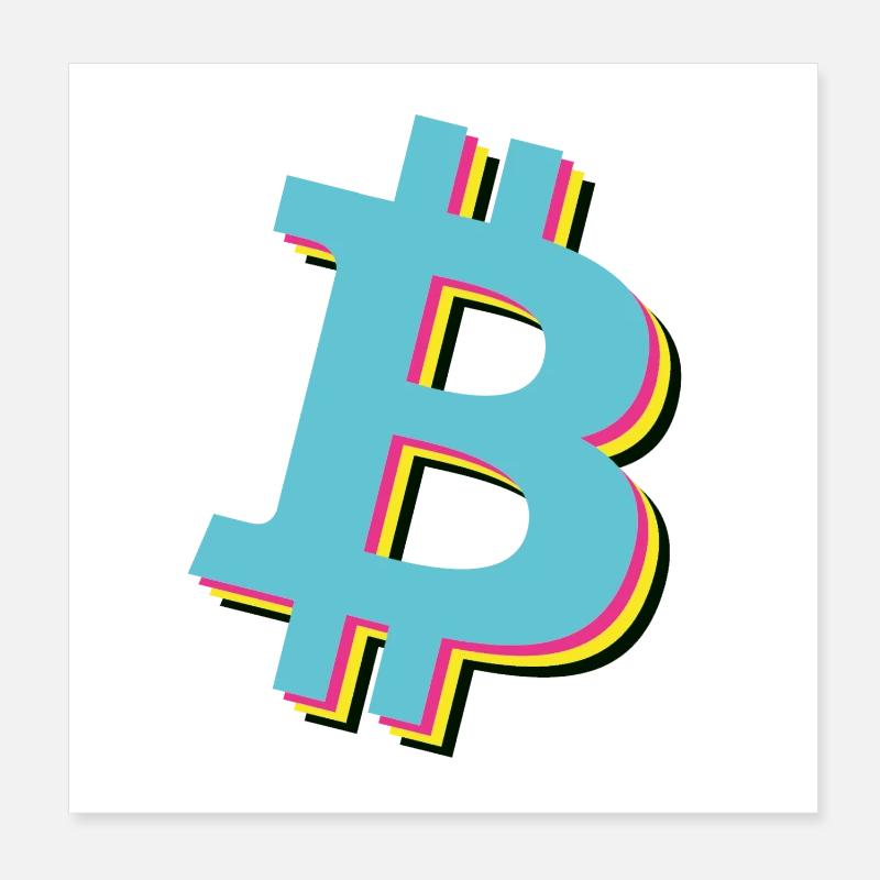 Bitcoin B CMYK Style - Poster 20x20 cm - Weiß