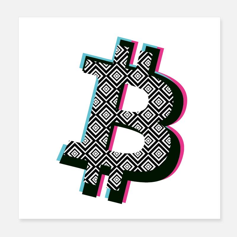 Bitcoin B Popart Poster 20x20 cm