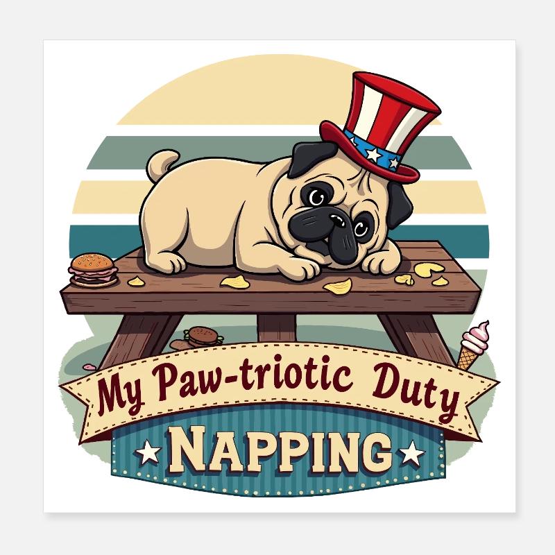 Pug Nap Poster 8" x 8" (20x20 cm)