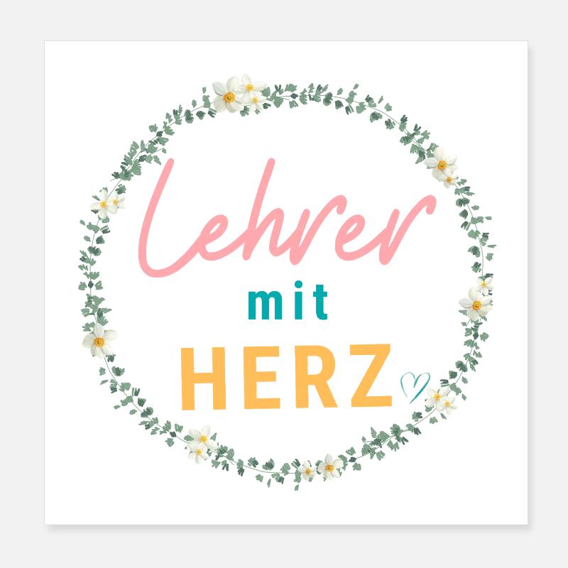 Lehrer mit Herz! Personalisierbares Design Poster 20x20 cm