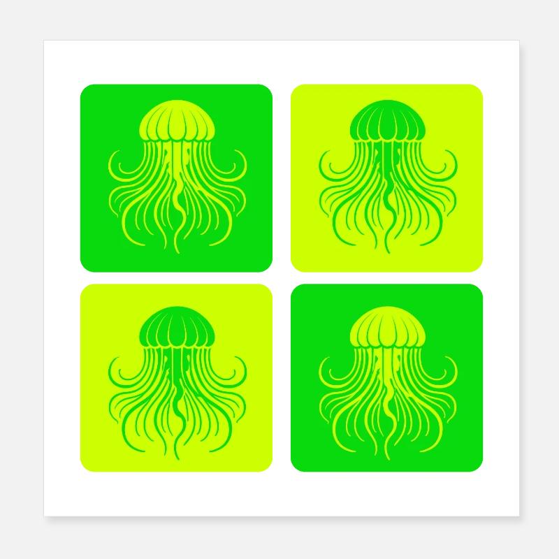 Méduse – Art minimal de l’océan Poster 20 x 20 cm