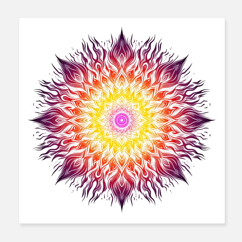 Psychedelisches Feuer-Mandala Poster 20x20 cm