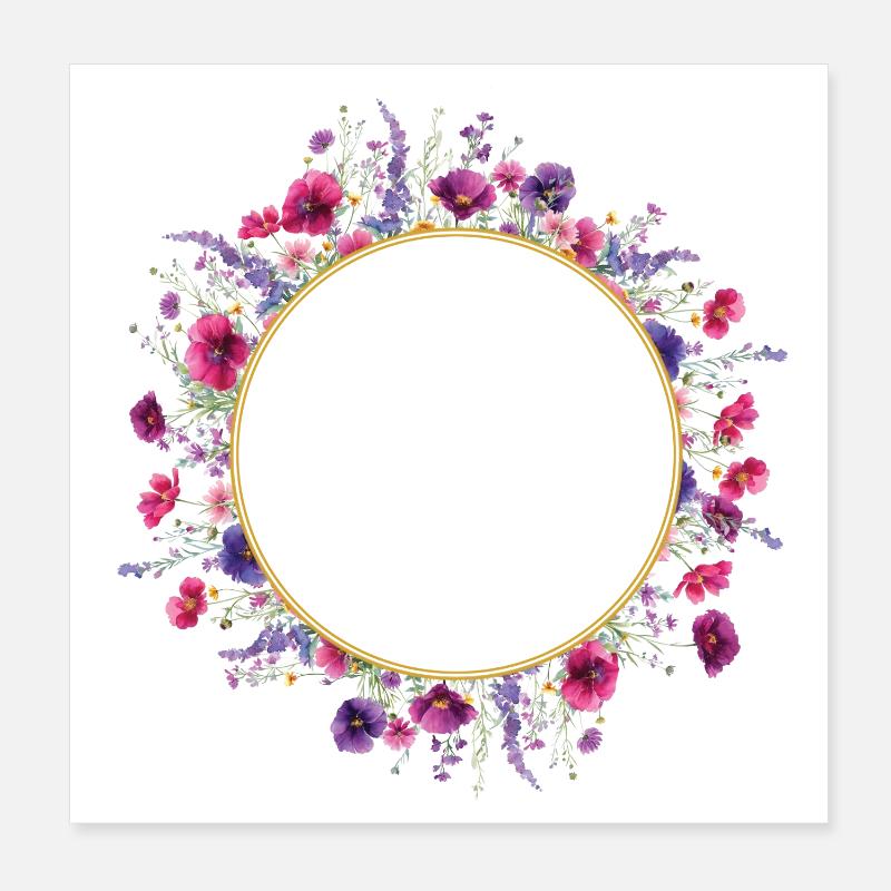 Wildblumen - Blumenkranz Personalisierbar - Poster 20x20 cm - Weiß