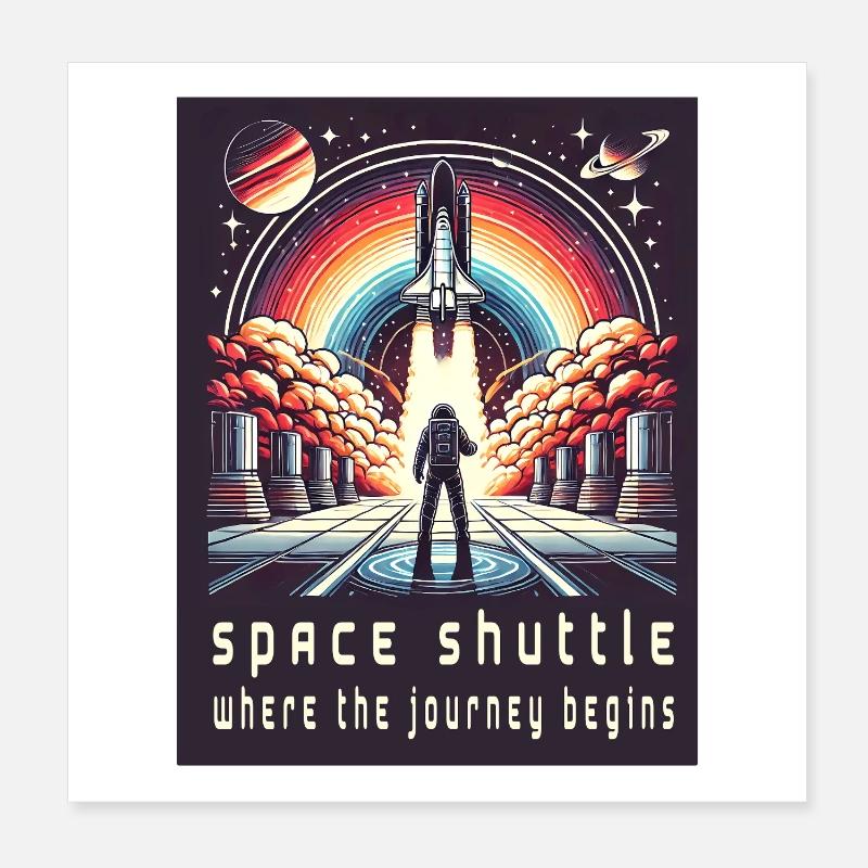 Space Shuttle - The Journey Begins Poster 8" x 8" (20x20 cm)